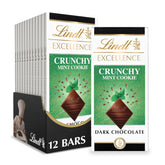 Lindt EXCELLENCE Crunchy Mint Cookie Dark Chocolate Candy Bar. 3.5 oz.. 12 Pack
