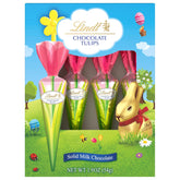 Lindt Chocolate Tulips. Tulip-Shaped Solid Milk Chocolate Easter Candy on a Stick. 4 Pack