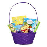 Lindt Easter Basket with GOLD BUNNY. Festive Lindt Chocolate for Kids with Purple Easter Basket Ready for Gifting
