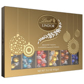 Lindt LINDOR Holiday Deluxe Assorted Chocolate Candy Truffles Gift Box. 15.2 oz.
