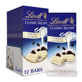 Lindt CLASSIC RECIPE Cookies and Creme White Chocolate Candy Bar. White Chocolate Candy with Chocolate Cookie Pieces. 4.2 oz. (12 Pack)