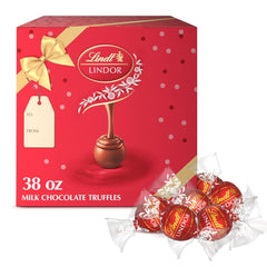 Lindt LINDOR Milk Chocolate Truffles 90 Count Gift Box. Chocolate Candy with Smooth. Melting Truffle Center. 38 oz. Box