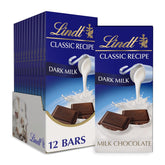 Lindt CLASSIC RECIPE Dark Milk Chocolate Bar. Milk Chocolate Candy with Rich Cocoa Notes. 4.1 oz. (12 Pack)
