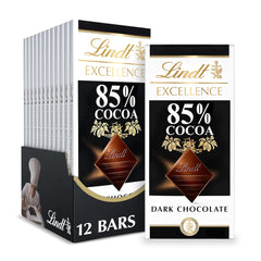 Lindt EXCELLENCE 85% Cocoa Dark Chocolate Candy Bar. Dark Chocolate Candy. 3.5 oz. Bar (Pack of 12)