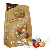 Lindt LINDOR Assorted Chocolate Candy Truffles. Chocolate with Smooth. Melting Truffle Center. 15.2 oz. Bag