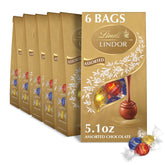 Lindt LINDOR Assorted Chocolate Truffles. Chocolate Candy with Smooth. Melting Truffle Center. Great for Gift Giving. 5.1 oz. Bag (6 Pack)