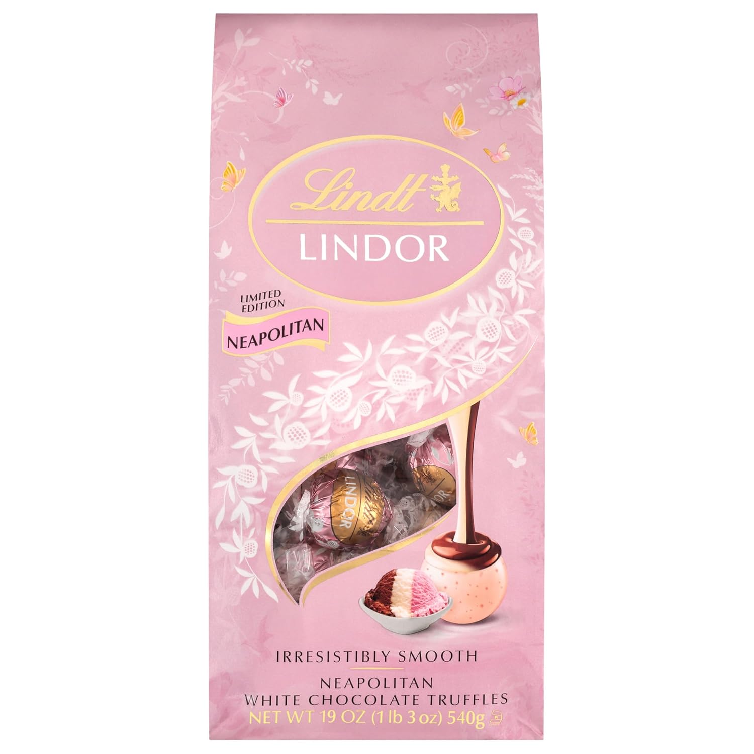 Lindt LINDOR Spring Neapolitan White Chocolate Truffles. Chocolates with Smooth. Melting Truffle Center. 19 Oz Bag
