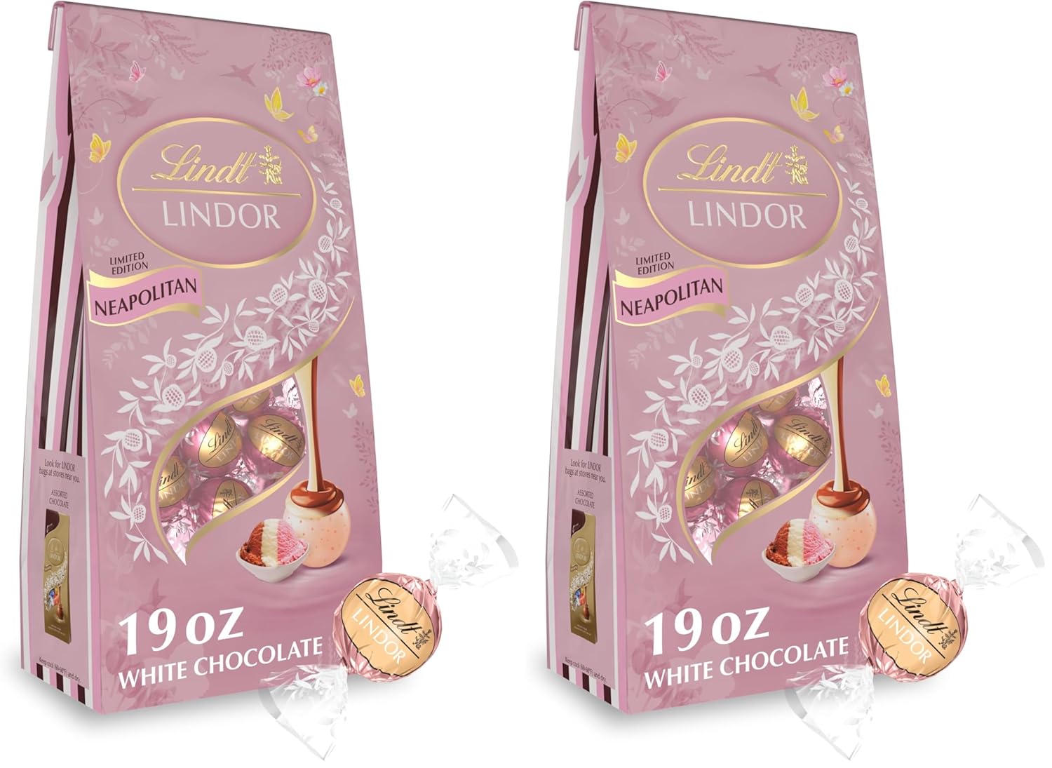 Lindt LINDOR Spring Neapolitan White Chocolate Truffles. Chocolates with Smooth. Melting Truffle Center. 19 Oz Bag