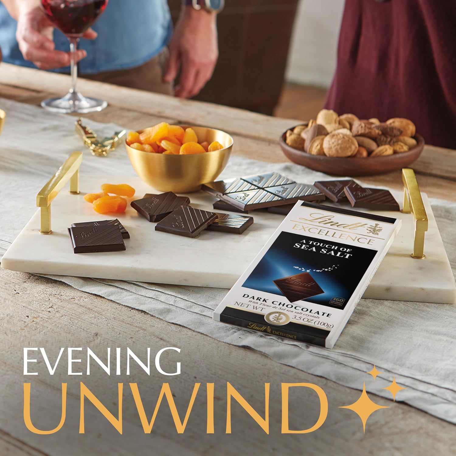 Lindt EXCELLENCE Sea Salt Dark Chocolate Bar. Dark Chocolate Candy with a Touch of Sea Salt. 3.5 oz. Bar (12 Pack)