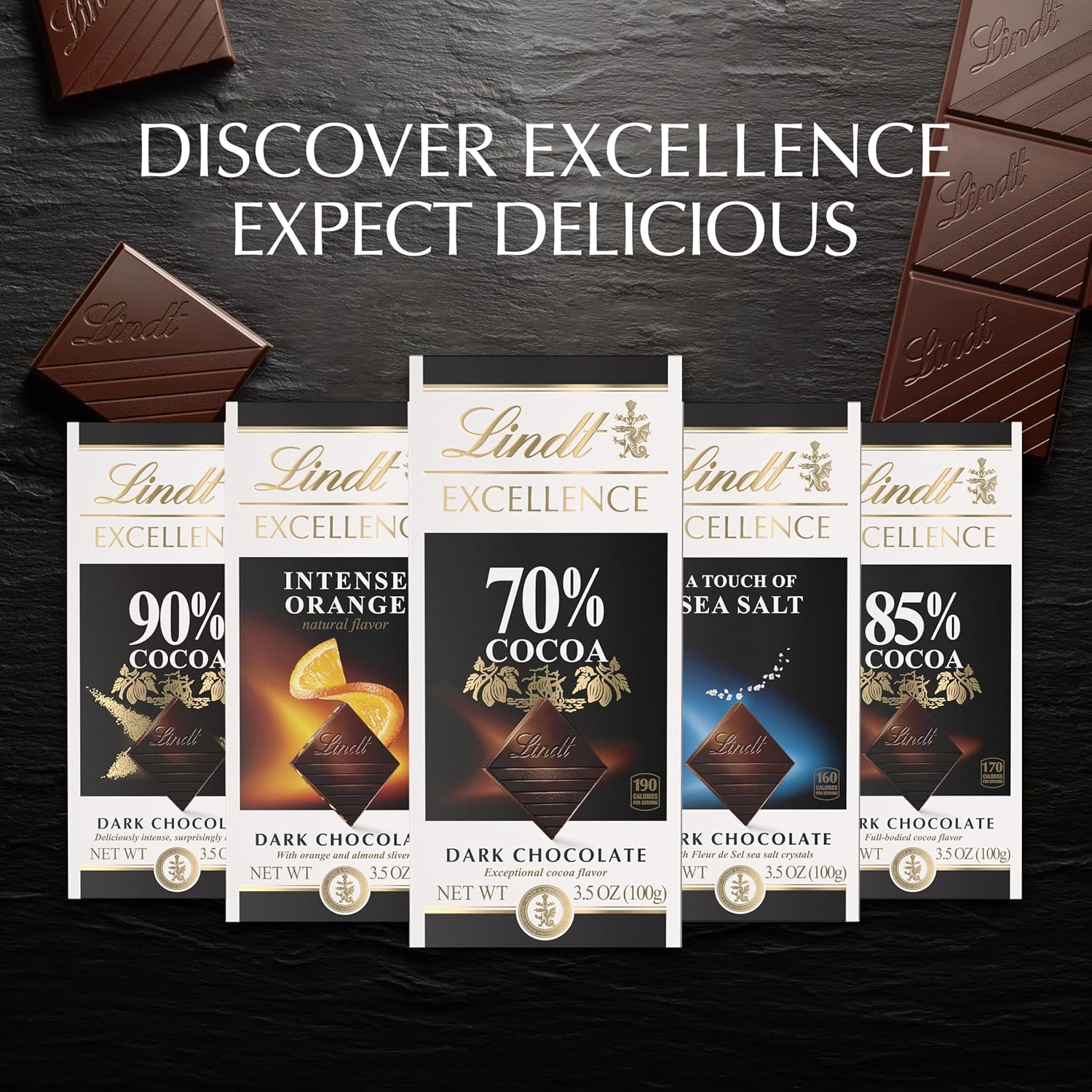 Lindt EXCELLENCE 85% Cocoa Dark Chocolate Candy Bar. Dark Chocolate Candy. 3.5 oz. Bar (Pack of 12)