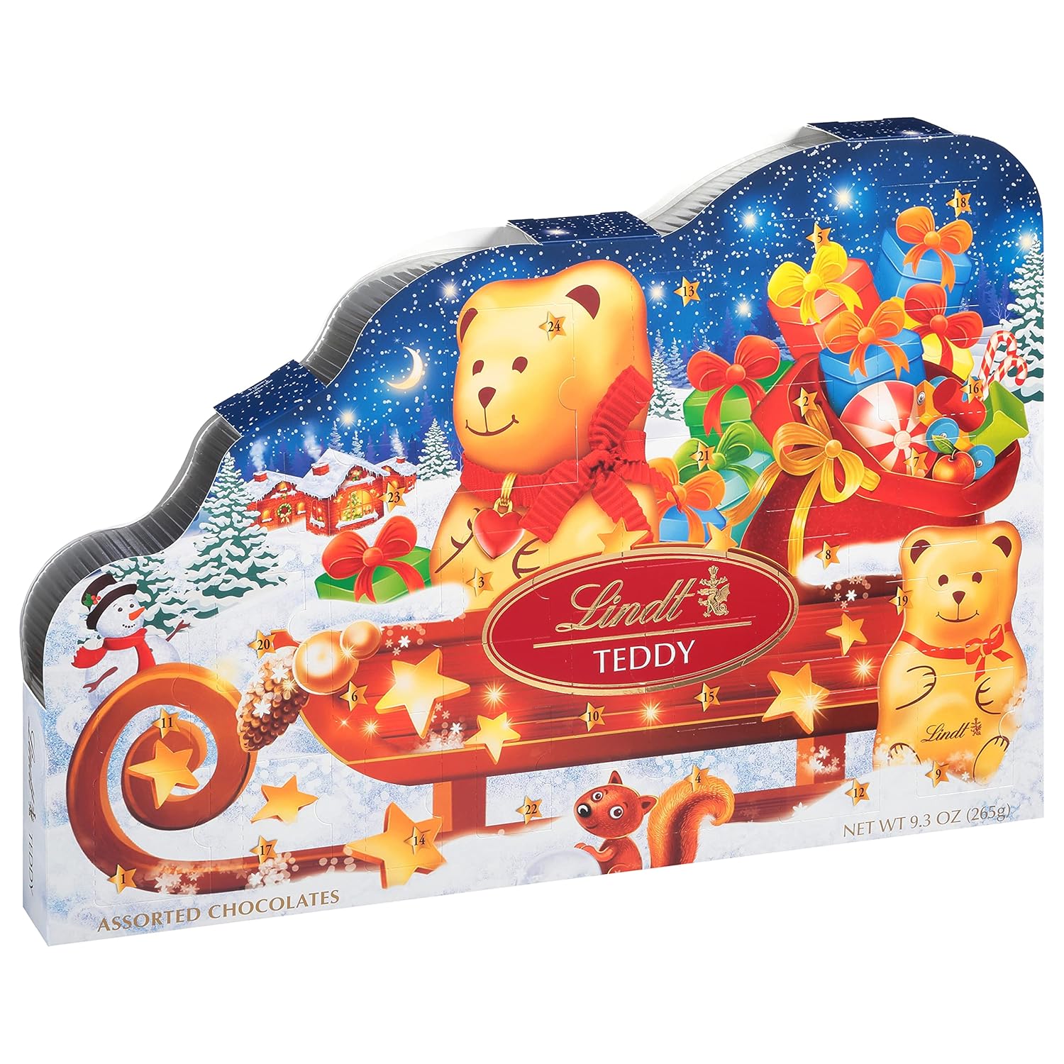 Lindt TEDDY Sleigh Assorted Chocolate Advent Calendar. Box of Assorted Chocolates. 9.3 oz. Box
