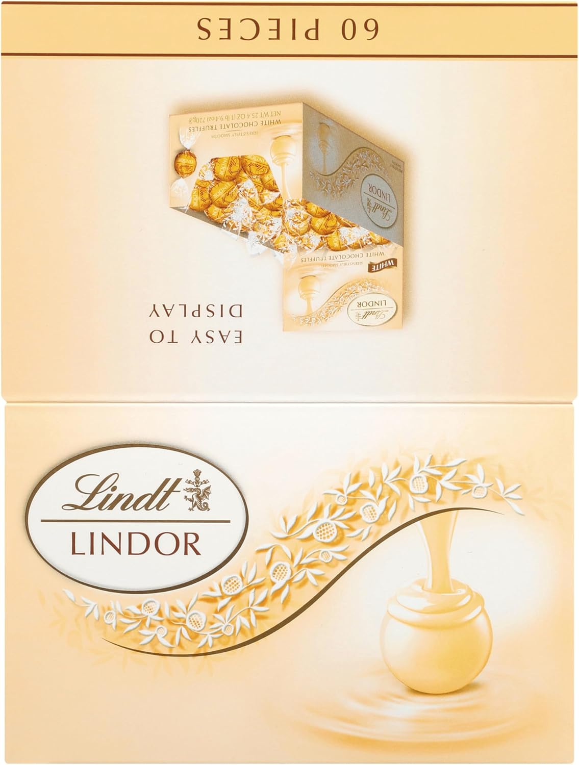Lindt LINDOR White Chocolate Candy Truffles. White Chocolate Candy with Smooth. Melting Truffle Center. 25.4 oz.. 60 Count