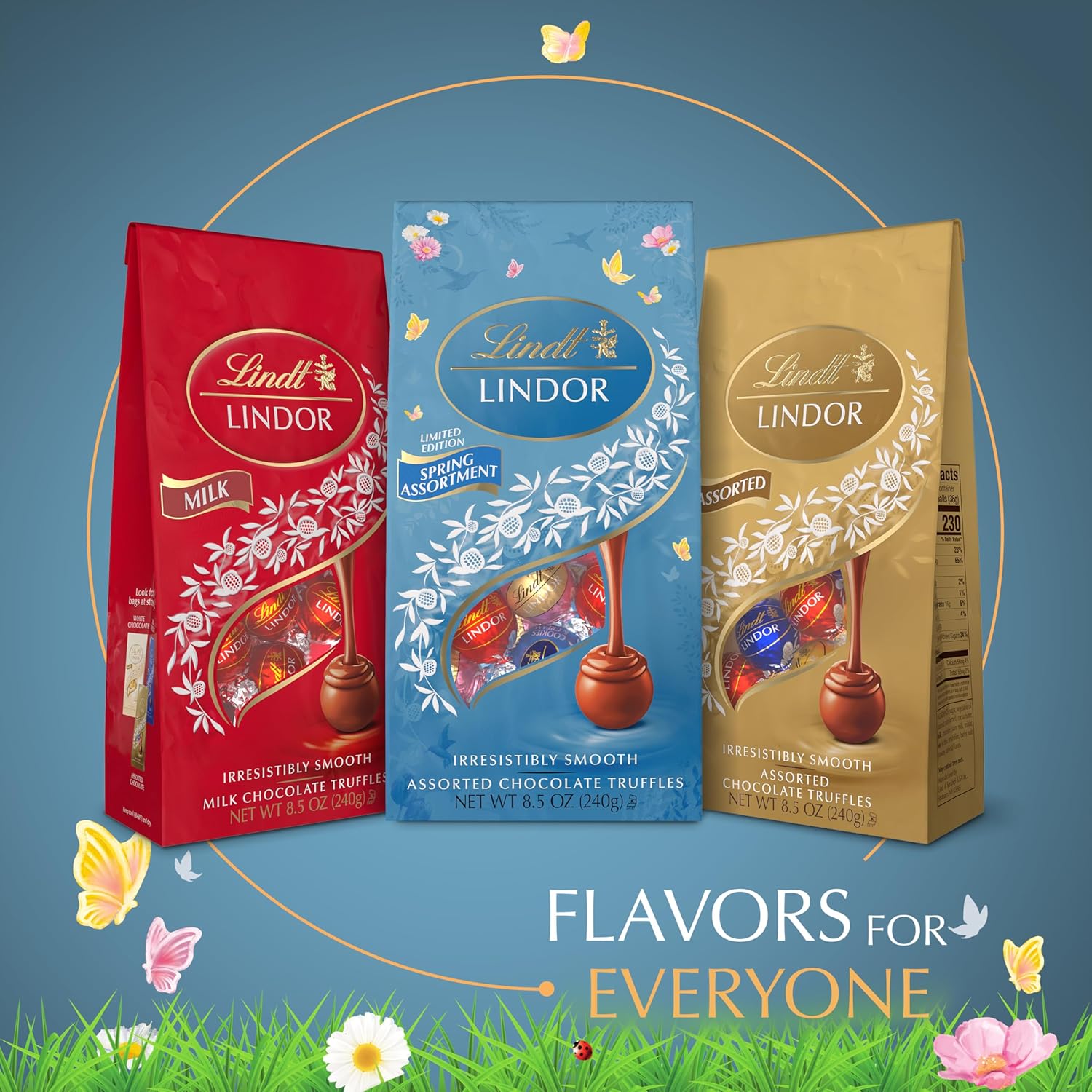 Lindt LINDOR Limited Edition Spring Assorted Chocolate Truffles. Assorted Chocolate Easter Candy with Smooth-Melting Truffle Center. 8.5 oz. Bag