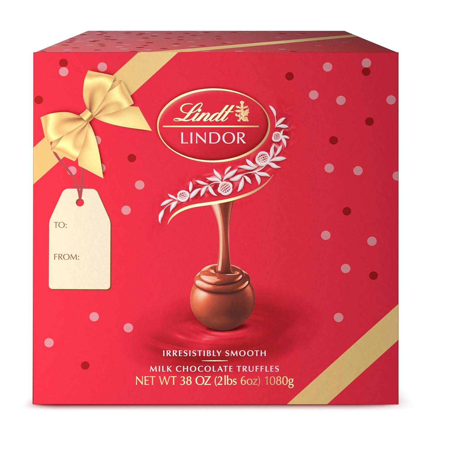 Lindt LINDOR Milk Chocolate Truffles 90 Count Gift Box. Chocolate Candy with Smooth. Melting Truffle Center. 38 oz. Box