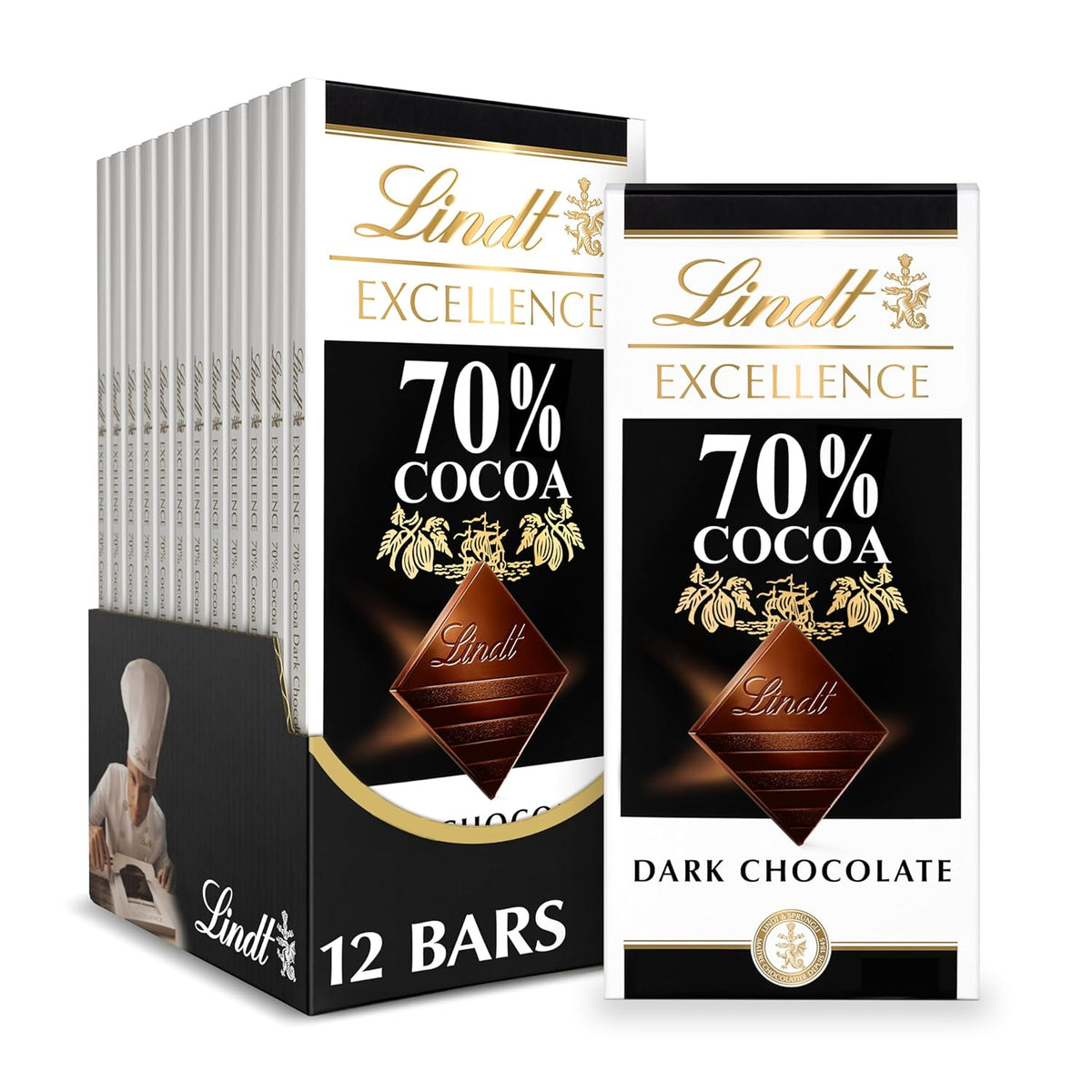 Lindt EXCELLENCE 70% Cocoa Dark Chocolate Candy Bar. Dark Chocolate. 3.5 oz. Bar