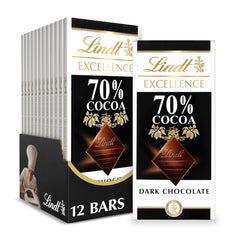 Lindt EXCELLENCE 70% Cocoa Dark Chocolate Candy Bar. Dark Chocolate. 3.5 oz. Bar