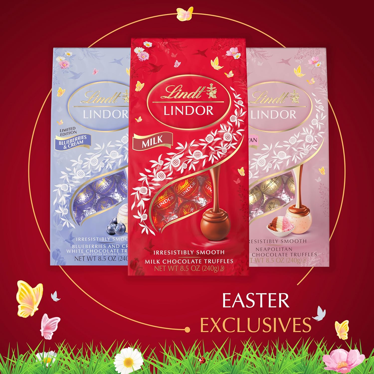 Lindt LINDOR Milk Chocolate Candy Truffles. Chocolate. 8.5 oz. Bag
