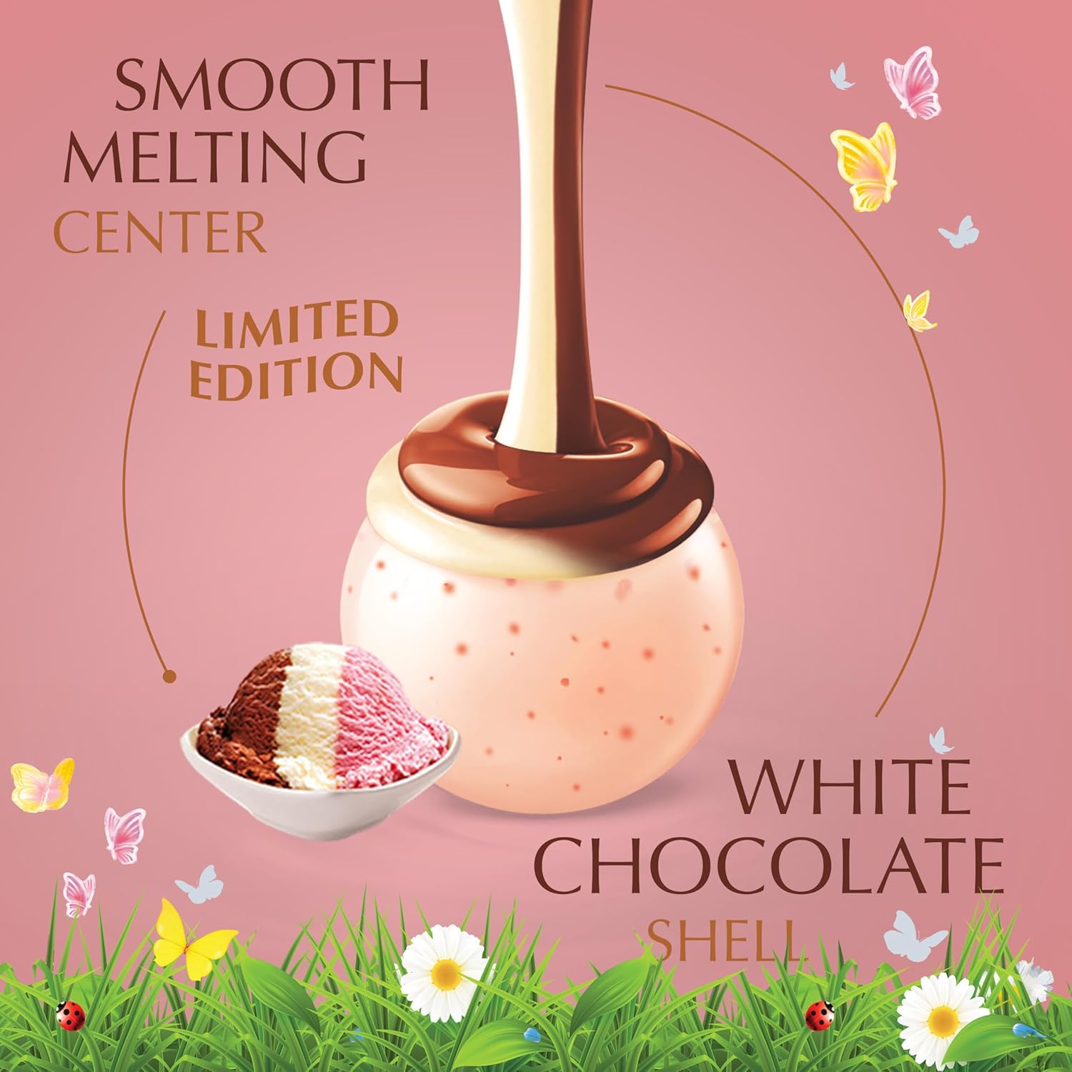 Lindt LINDOR Spring Neapolitan White Chocolate Truffles. Chocolates with Smooth. Melting Truffle Center. 19 Oz Bag