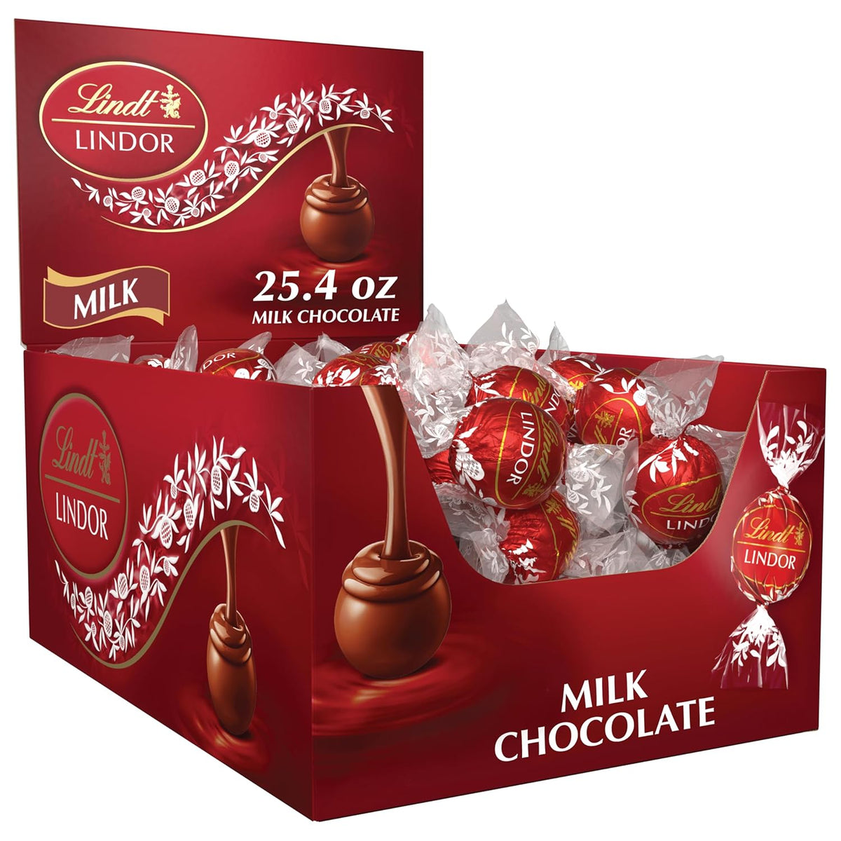 Lindt LINDOR Milk Chocolate Candy Truffles. Milk Chocolate with Smooth. Melting Truffle Center. 25.4 oz.. 60 Count