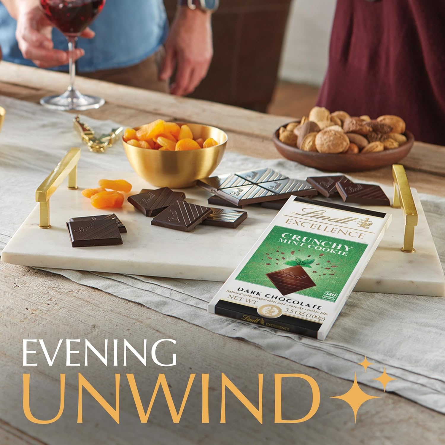 Lindt EXCELLENCE Crunchy Mint Cookie Dark Chocolate Candy Bar. 3.5 oz.. 12 Pack