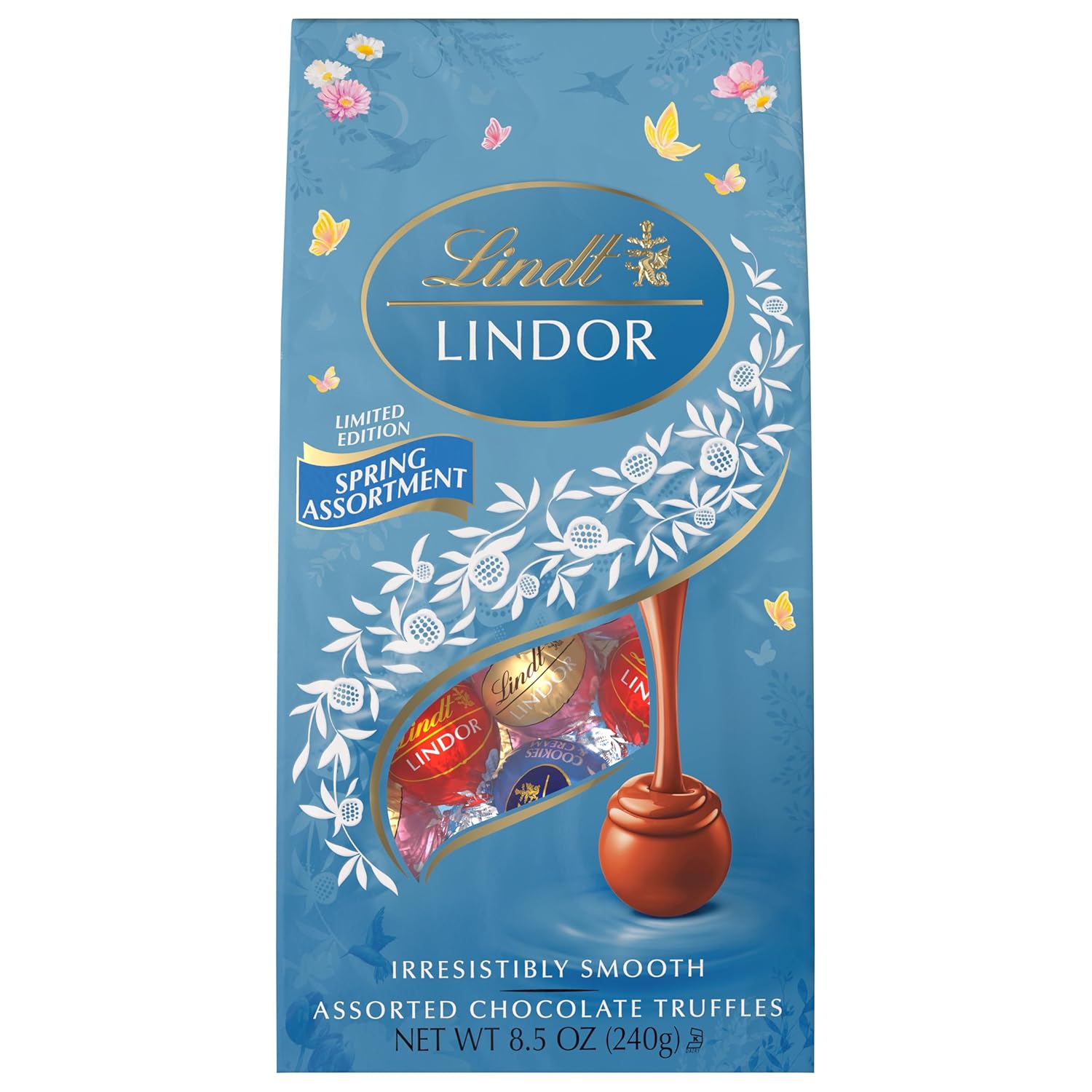 Lindt LINDOR Limited Edition Spring Assorted Chocolate Truffles. Assorted Chocolate Easter Candy with Smooth-Melting Truffle Center. 8.5 oz. Bag