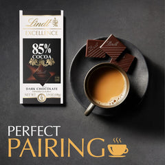 Lindt EXCELLENCE 85% Cocoa Dark Chocolate Candy Bar. Dark Chocolate Candy. 3.5 oz. Bar (Pack of 12)