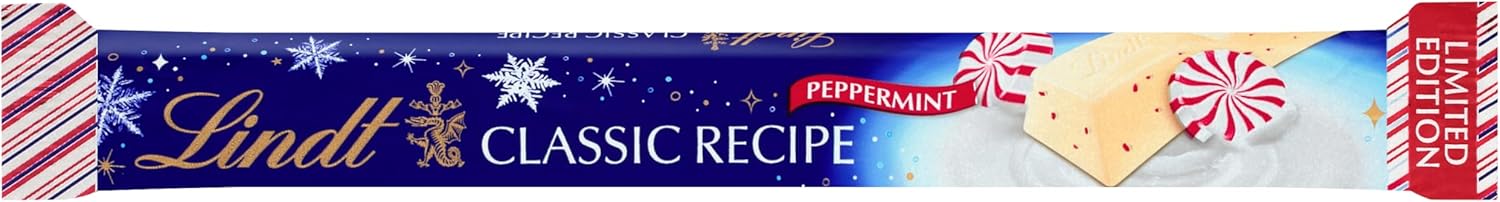 Lindt CLASSIC RECIPE Holiday White Chocolate Peppermint Candy Stick. 1.2 oz.